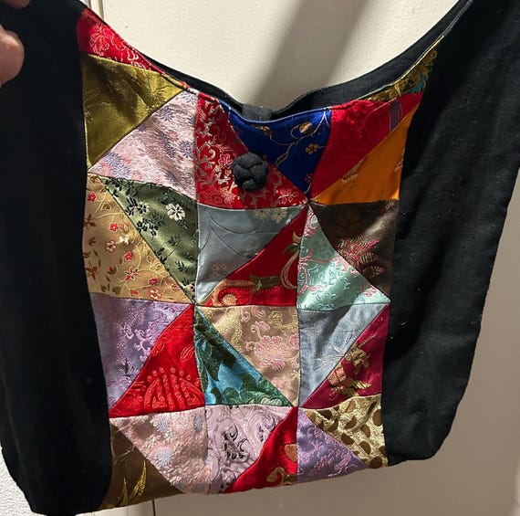 Large Retro 70s Style Handcrafted Cloth Patchwork… - image 1