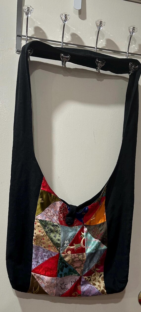 Large Retro 70s Style Handcrafted Cloth Patchwork… - image 3