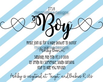 It's A Boy/Girl Baby Shower Invitation Custom Printable Digital Download