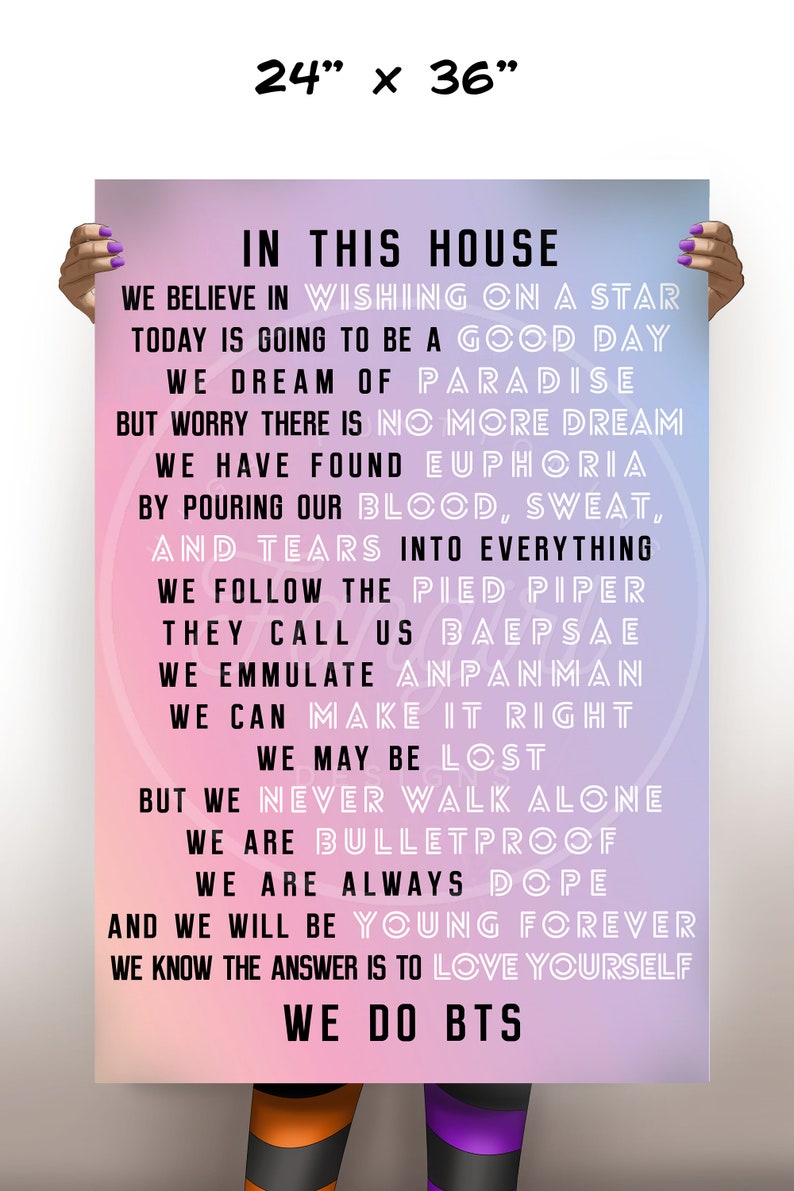 In This House We Do BTS Wall Art Poster or Canvas BTS Sign