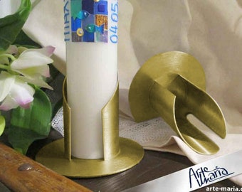 Kerzenständer 5 cm Durchmesser offen mit Schlitz vorne & hinten Kerzenröhre Kerzenhalter Kerzenköcher | Silber oder Gold / matt gebürstet /