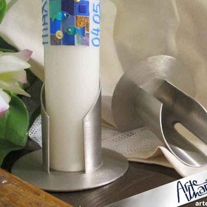 Kerzenständer 5 cm Durchmesser offen mit Schlitz vorne & hinten Kerzenröhre Kerzenhalter Kerzenköcher | Silber oder Gold / matt gebürstet