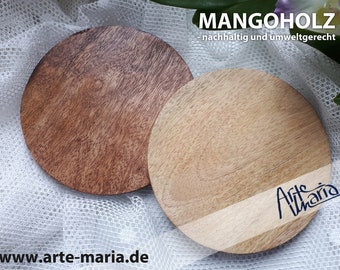 Kerzenteller Mango Holz / für Kerzen von 6-8 cm geeignet / hell oder dunkel / umweltgerecht / gebeizt oder naturfarben Boho-Style ohne Rand