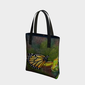 Butterfly Urban Tote Bag with magnetic closure, zipper pocket and vegan leather straps | hand bag | Unique Gift | Gift for Her