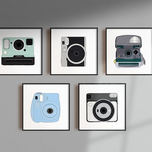 Retro Polaroid Camera Prints, Camera Printable, Camera Photos, Set of 6 Wall Art, Photographer Gift, Home Wall Decor Downloadable Print