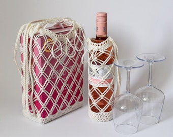 Wine Caddy CROCHET PATTERN, bag in box cover, bottle holder, bottle cover, bottle caddy, pdf, bottle carrier, swecraftcorner, digital