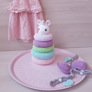 UNCINETTO, Schema all'uncinetto, UNICORNO, GIOCATTOLO impilabile, Bambino, Bambino piccolo, Giocattolo, Baby Shower, Regalo, Amigurumi, facile da seguire, PDF stampabile,