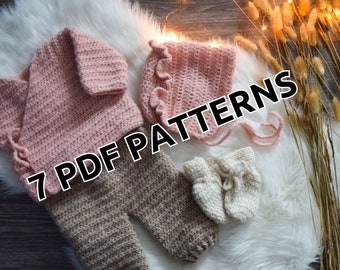 Crochet Baby Clothes Pattern, Cardigan, Pants, Socks (PDF)