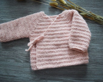 Easy Crochet Baby Cardigan Pattern, Beginner Crossover Coat (PDF)