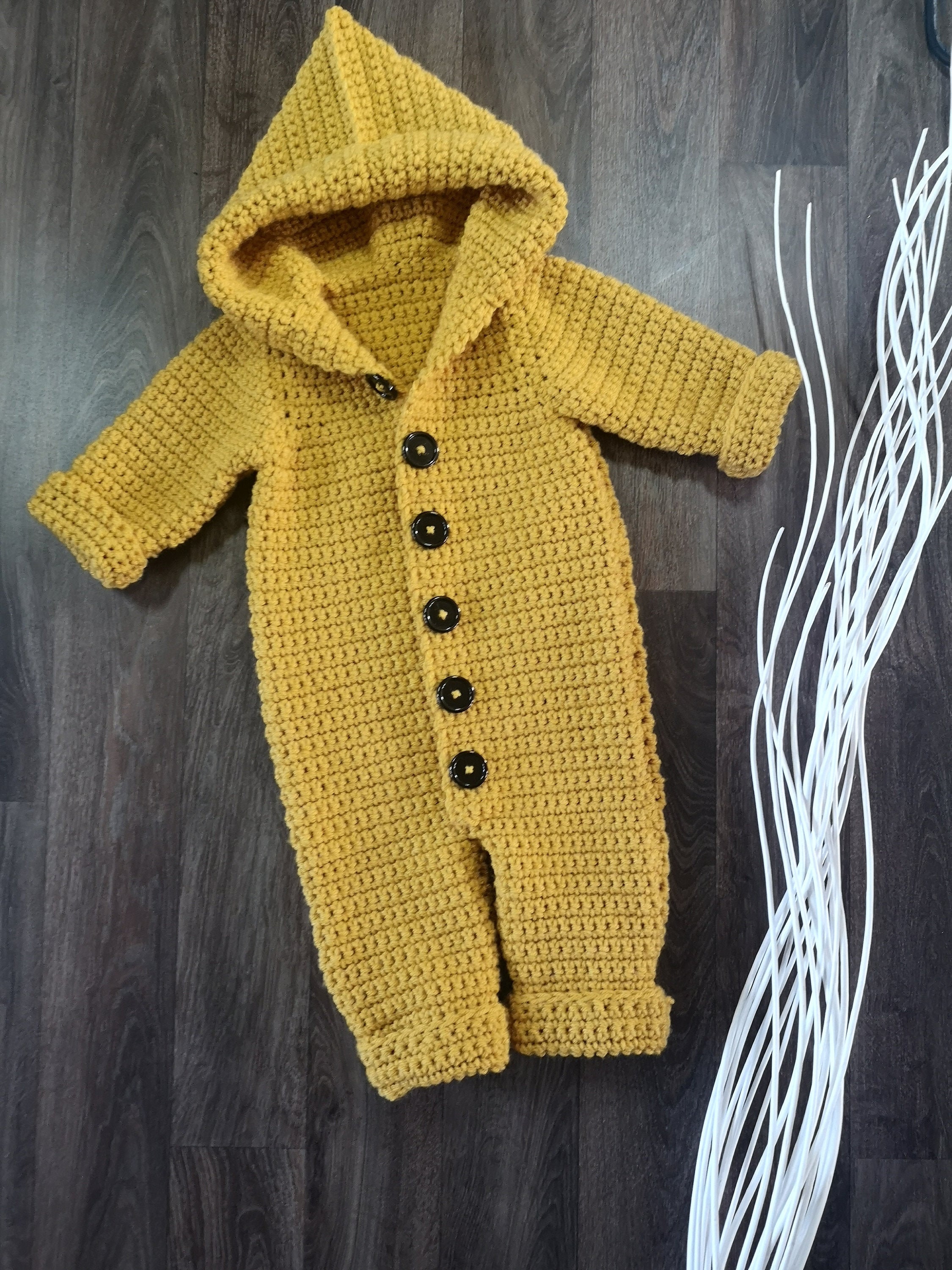 CROCHET PATTERN BABY Romper Coverall Hooded Baby Bunting