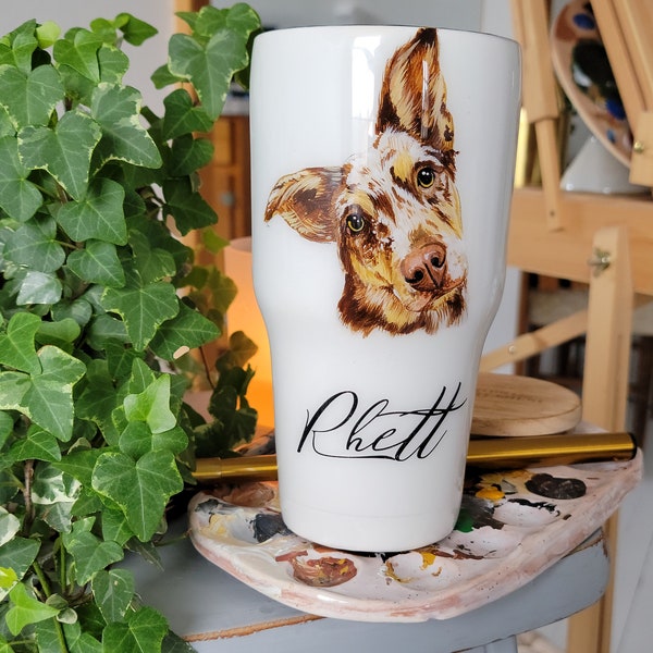 Hand Painted Pet Portrait Tumblers AUG PRE ORDER