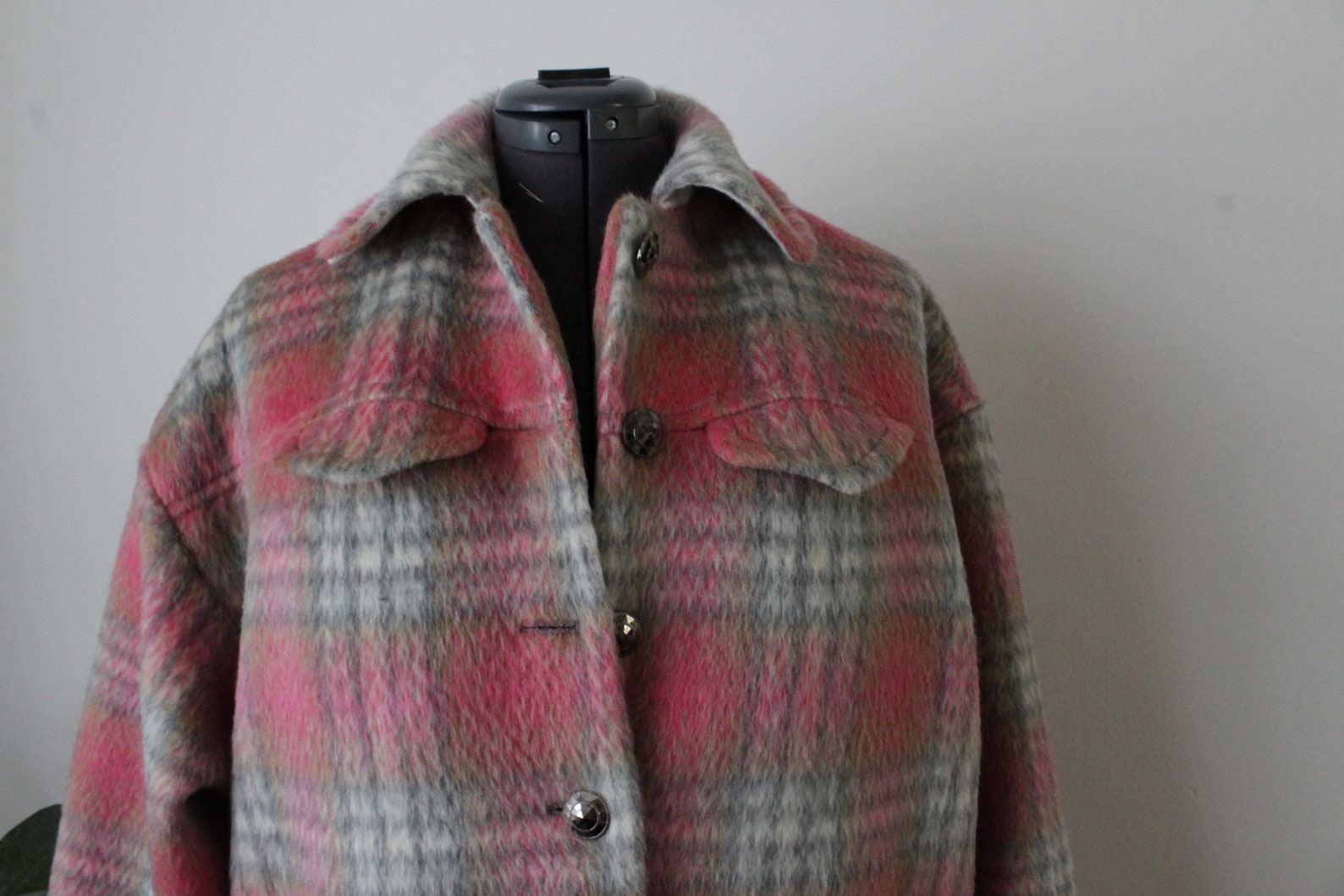Pink Plaid Mohair/wool Blend 'shacket' Coat Etsy