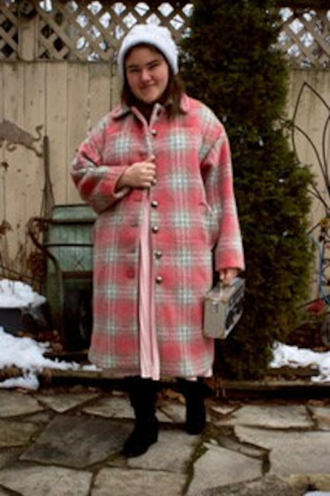 Pink Plaid Mohair/Wool Blend 'Shacket' Coat Etsy.de