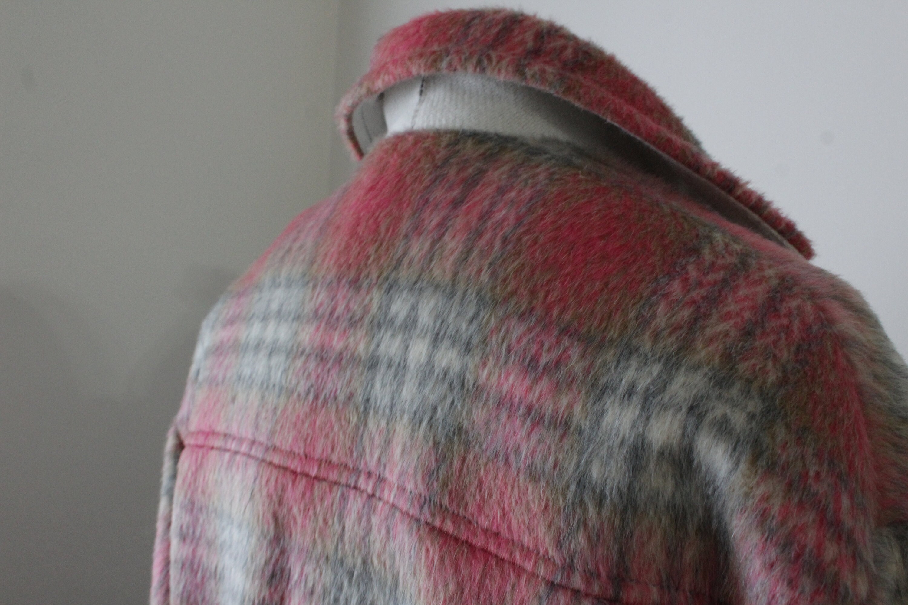 Pink Plaid Mohair/Wool Blend 'Shacket' Coat Etsy.de