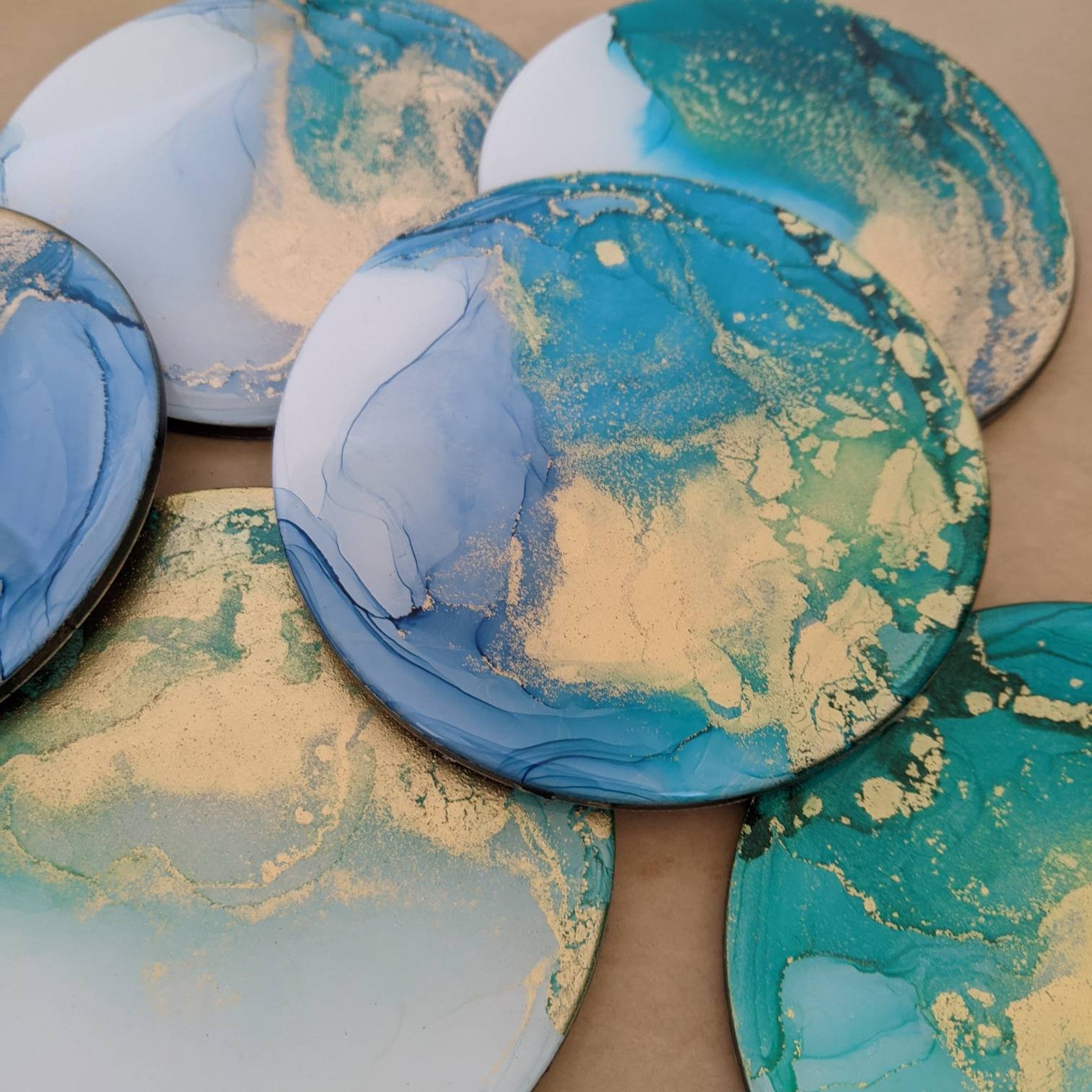 Original alcohol ink coasters each coaster is unique and Etsy