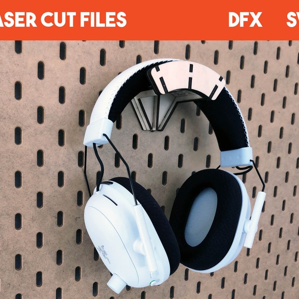 Ikea Skadis headphones holder laser cut SVG + DFX digital file for Glowforge / instant download