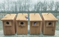 4 Handmade Cedar Bluebird Bird House Nesting Boxes Easy to Open and Clean