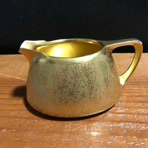 Vintage Pickard Gold Daisy & Rose Geëtste Creamer