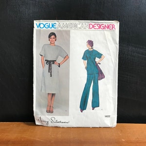 Vogue American Designer, Jerry Silverman Sewing Pattern | 1402 Dress & Pants PreCut Vintage | Size 10