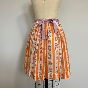 60s Pleated Skirt in Colorful Striped, Floral Print, Vintage Neiman Marcus