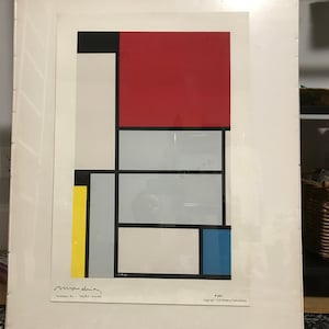 Piet Mondrian &quot;Tableau No. 1&quot; Serigraph - Lithograph De Stijl Print, 1950s Silkscreen Print, CLR Galleries in New York City