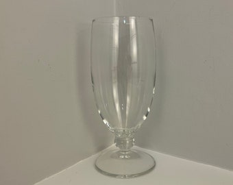 Italian Glass Highball Water Glasses, Footed and Clear Vintage Cocktail or Iced Tea Drinking Cups, Made in Italy