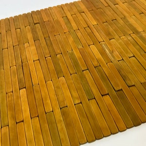 Wooden Rectangular Placemats, Geometric Woven Bamboo Tiles, Set of 4