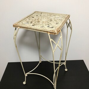 Wrought Iron Garden Table in White, Antique Outdoor Patio Furniture ...