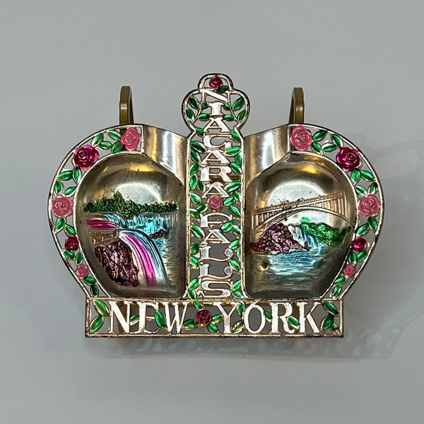 Niagara Falls Metal Souvenir Ashtray or Trinket Dish, Vintage New York Souvenir, Made in Japan