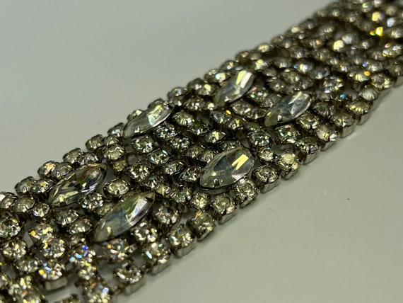 Clear Crystal Rhinestone Bracelet with Thick Band… - image 7