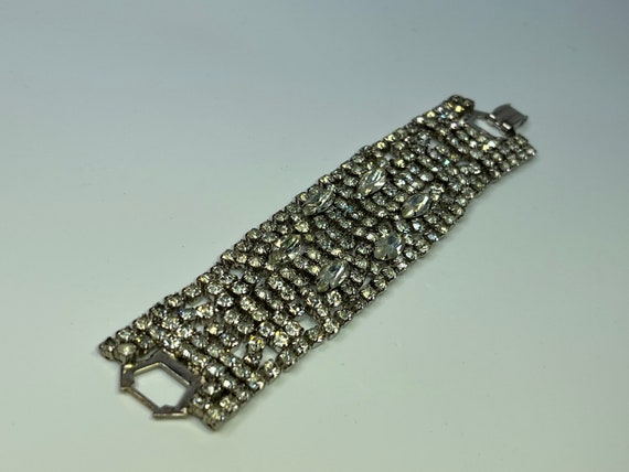 Clear Crystal Rhinestone Bracelet with Thick Band… - image 5