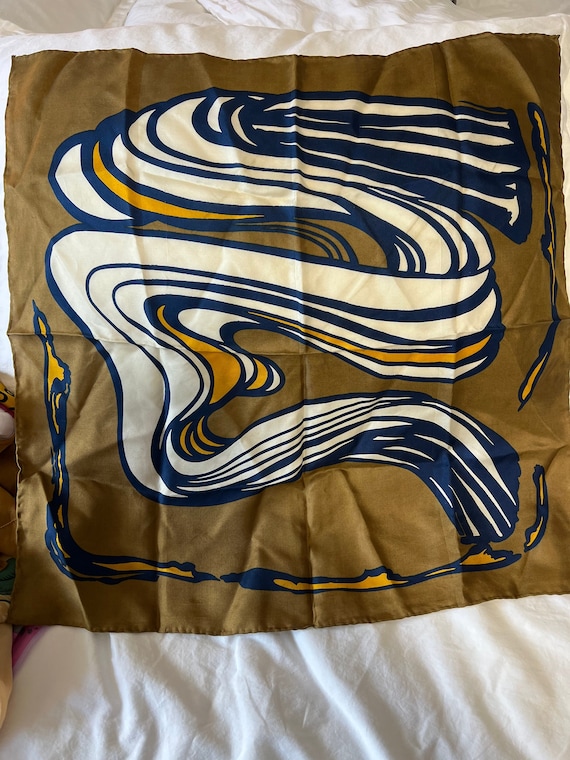 Sally Gee Silk Scarf, Abstract Modernist Japanese… - image 1