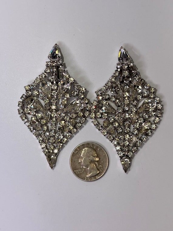 Clear Crystal Rhinestone Statement Dangle Earring… - image 8