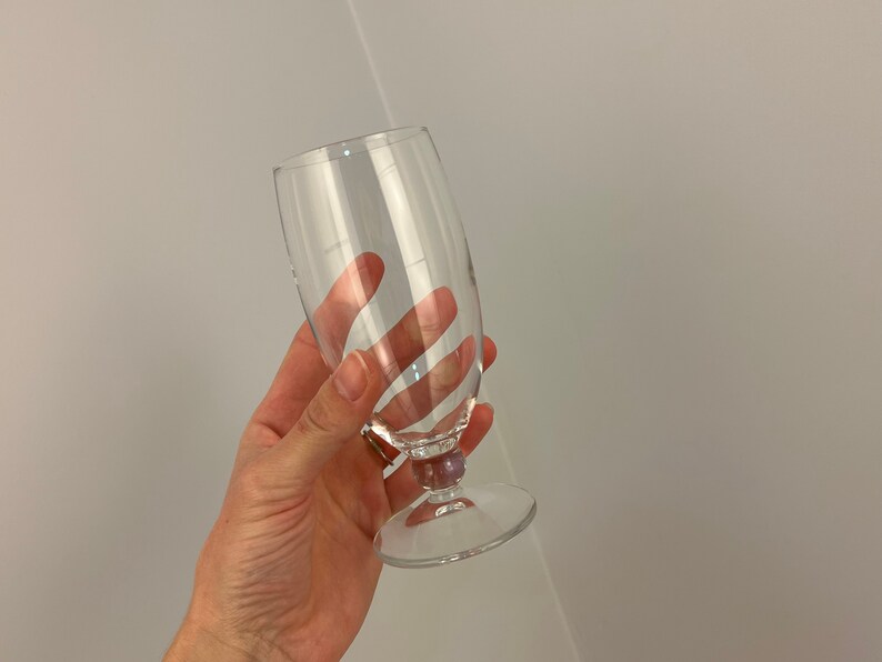 Italian Glass Highball Water Glasses, Footed and Clear Vintage Cocktail