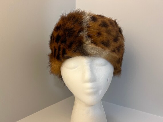 Ladies Pillbox Hat, Real Genuine Serval Fur, Spot… - image 2