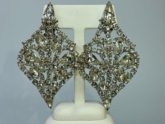 Clear Crystal Rhinestone Statement Dangle Earring… - image 4