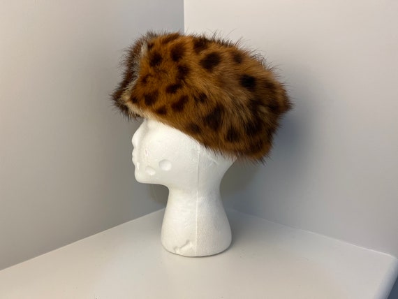 Ladies Pillbox Hat, Real Genuine Serval Fur, Spot… - image 8