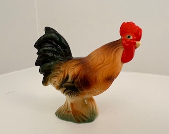 Porzellan Hahn Vogel, Vintage Bunte Matte Huhn Figur