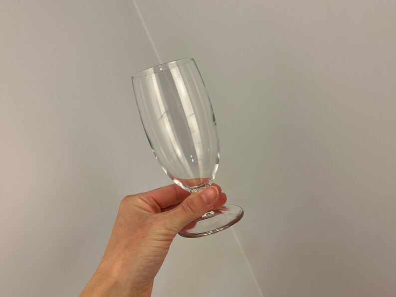 Italian Glass Highball Water Glasses, Footed and Clear Vintage Cocktail