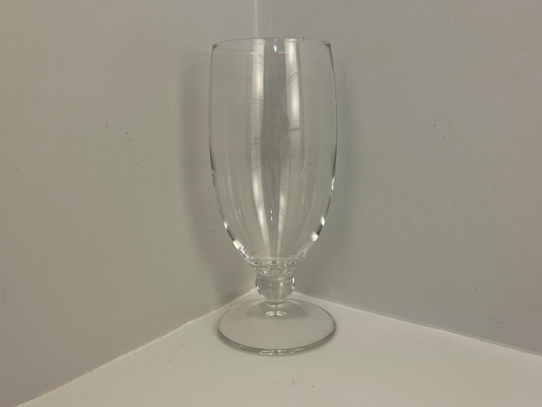 Italian Glass Highball Water Glasses, Footed and Clear Vintage Cocktail
