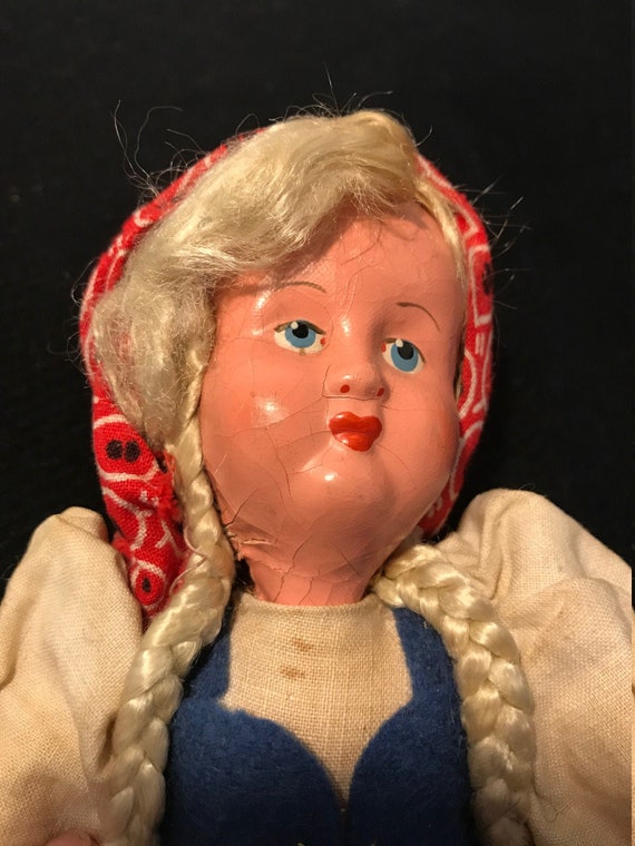 Vintage Antique Cloth Doll with Composition Face Made In Etsy