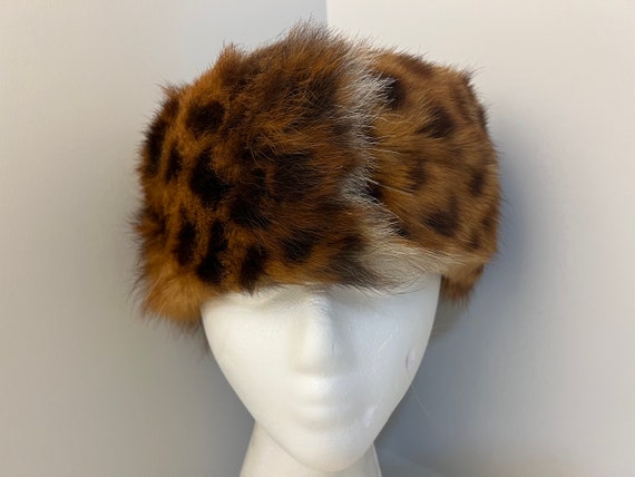 Ladies Pillbox Hat, Real Genuine Serval Fur, Spot… - image 3