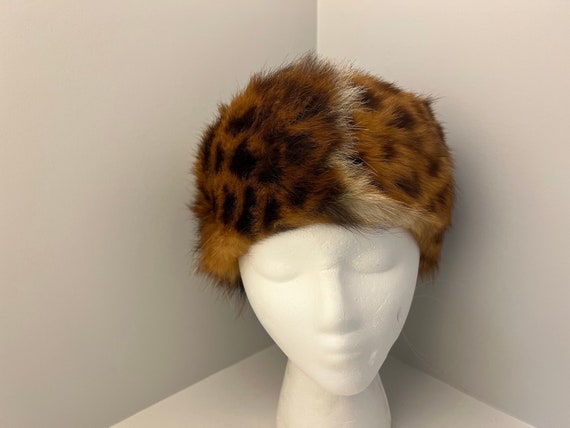 Ladies Pillbox Hat, Real Genuine Serval Fur, Spot… - image 1