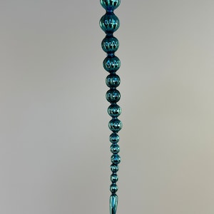 Mercury Glass Embossed Bead Blue ICICLE Christmas Ornament, Made in Japan, Vintage Kitsch Xmas