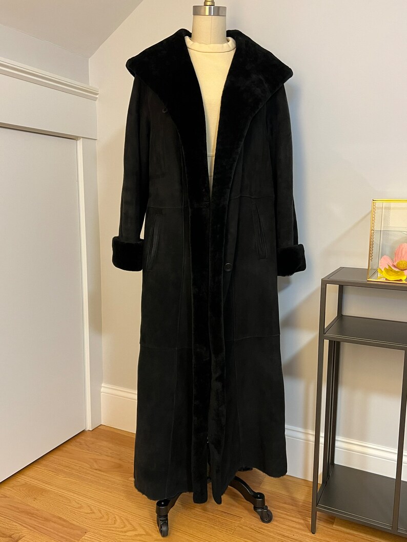 Genuine Sheepskin Shearling Long Winter Coat, Vintage Womens Oversize