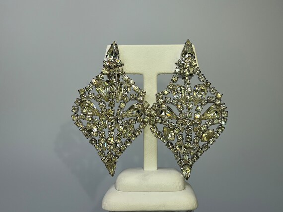 Clear Crystal Rhinestone Statement Dangle Earring… - image 2
