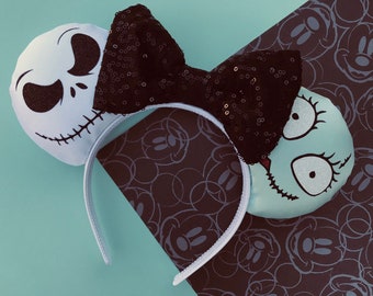 Jack and Sally inspired Mickey / Minnie ears
