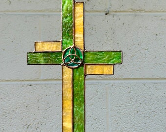 Trinity Cross Stained glass window art