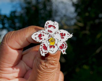 Oncidium Orchid Enamel Pin, Botanical Photo Art Lapel Badge, Plant Lover Gift