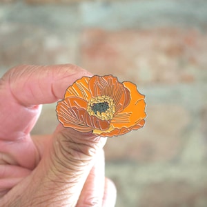 California Poppy Enamel Pin: West Coast Flower Art